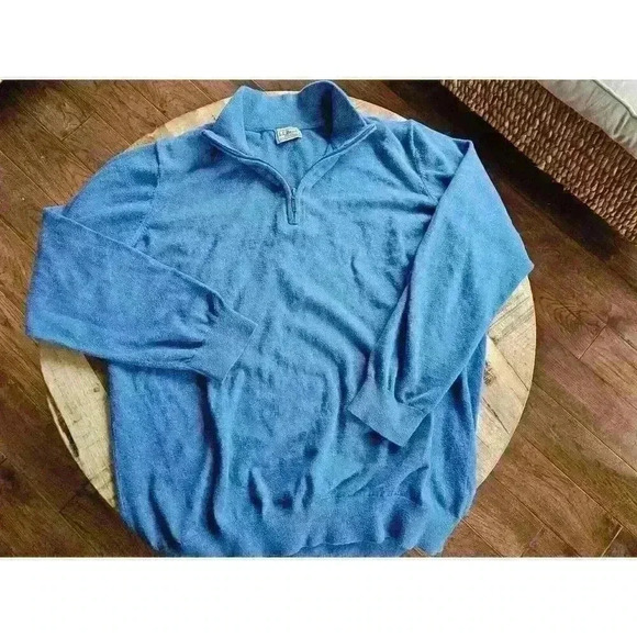L.L Bean Sweater Men's XL Quarter Zip Blue - Picture 8 of 9